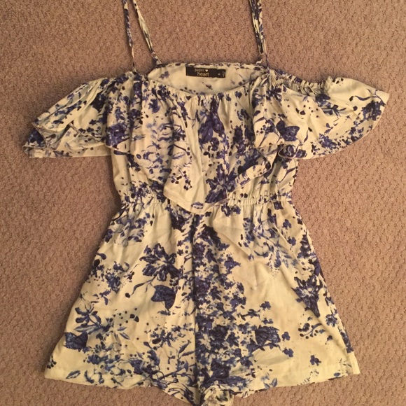 LF blue floral print romper - Picture 2 of 4